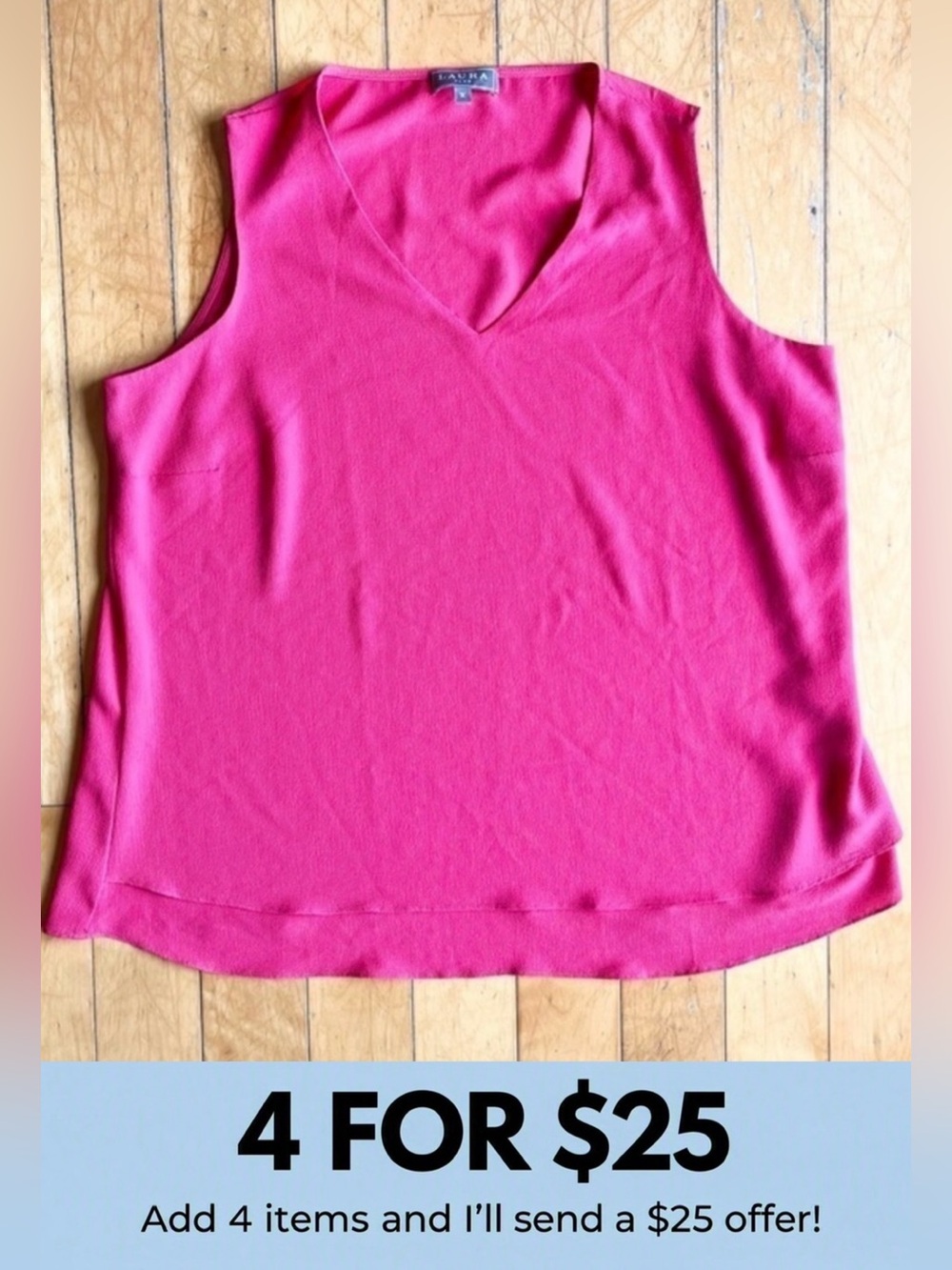 Laura Plus Sleeveless Textured Pink Blouse Size X
